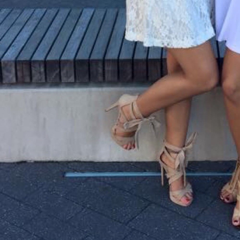 Lace up bow stilettos